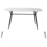 SIT Möbel Esstisch in Marmor-Optik | 160 x 90 cm | Tischplatte Glas weiß | Gestell Metall schwarz | B 160 x T 90 x H 77 cm | 19000-22 | Serie TISCH