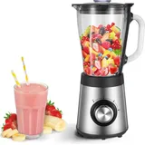 Standmixer Mixer Smoothie Maker mit 1,5 L Mixbehälter, Standmixer Hochleistungsmixer mit 4 Klingen, Smoothie Mixer, Blender mit Impuls/Ice-Crush F...