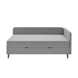 deinbett Polsterliege mit Bettkasten ¦ grau ¦ Maße (cm): B: 130 H: 84