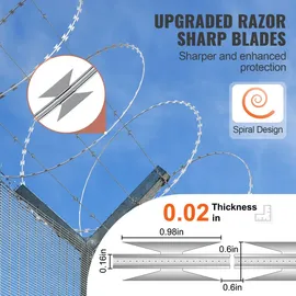 Vevor Natodraht 30 m (2 Rollen x 15 m) Stacheldraht Spirale Sperrdraht Stacheldrahtzaun (0,51 mm) scharfe Klingen und (ca. 4 mm) dicke Kerndrähte