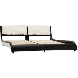 vidaXL Bettgestell mit LED Schwarz und Weiß Kunstleder 180x200 cm vidaXL