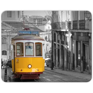 Addies Mousepad 'Straßenbahn' schönes Mauspad Motiv in feiner Cellophan Geschenk-Verpackung mit Kautschuk Untermaterial, 24x19cm - MP02