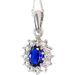LEIS Anhänger mit Kette 925/- Sterling Silber rhodiniert Saphir und Zirkonia