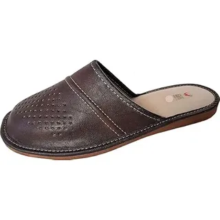 Hausschuhe - Latschen - Pantoffeln- Schlappen G.42-43-44-45-46 Echt Leder GRAU oder BRAUN (Braun, EU Schuhgrößensystem, Erwachsene, Herren, Numerisch, M, 43) - 43 EU