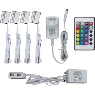 B.K.Licht 4 LED Clips RGB Glasboden-Beleuchtung Glaskantenlichter Leuchten Vitrine Schrank