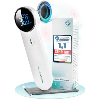 HIMMELSHAUCH MEDICAL Fieberthermometer Ohr & Stirn | 3 in 1 Messgerät | Ohrthermometer Babys Kinder & Erwachsene | Stirnthermometer kontaktlos | Digitales Fieber-Thermometer | Infrarot Fiebermesser