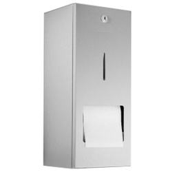 Wagner EWAR Toilettenpapierhalter WP 164, verdeckte Reserverolle, Ganzmetallgehäuse zur Aufputzmontage, matt geschliffene Optik