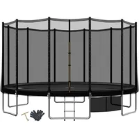 TRIUMPHKEY Trampolin Outdoor Kinder Ø 183/228/305/366/427 cm, Gartentrampoline Indoor Kindertrampolin Komplettset mit Sicherheitsnetz, Leiter, Randabdeckung, Belastbarkeit 150 kg Schwarz