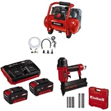 Einhell Akku-Kompressor TE-AC 36/6/8 Li OF Set Power X-Change (36 V, max. 8 bar, 6 l-Tank, 130 l/min Ansaugleistung, Motordrehzahl 16000 min^-1, inkl. 2x 3,0 Ah Akku, Twincharger und Druckluft-Tacker)