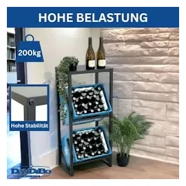 DanDiBo Ambiente DanDiBo Getränkekistenregal 2 Kisten mit Ablage Schmal Metall Stehend 96541 Getränkekistenhalter 100 cm Getränkekistenständer Flaschenkistenregal