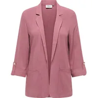 Only Longblazer "ONLSIESTA 3/4 OPEN LIN BL BLAZE TLR NOOS", Damen, Gr. 36, rose braun, Web, Obermaterial: 80% Viskose, 20% Leinen, unifarben, loose fit hüftbedeckend, V-Ausschnitt, Blazer Longblazer