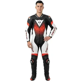 Dainese Laguna Seca 6 S26, Motorrad Lederjacke, schwarz-weiss-rot, Größe 52