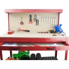 BITUXX Werktisch Metall 115 x 55 x 140 cm Rot