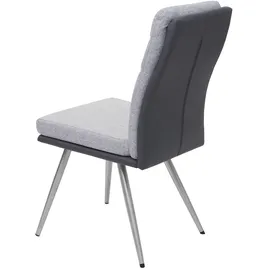 Mendler 2er-Set Esszimmerstuhl HWC-G54, Küchenstuhl Stuhl, Textil/Kunstleder Edelstahl gebürstet ~ grau