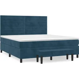 vidaXL Boxspringbett mit Matratze Dunkelblau 180x200 cm Samt