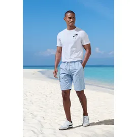 John Devin Shorts JOHN DEVIN "- Sommer Bermuda mit Blätter-Print", Herren, Gr. M, N-Gr, blau (blau bedruckt), Web, Obermaterial: 97% Baumwolle, 3% Elasthan, bedruckt, regular fit kurz, Hosen Shorts, kurze Schlupfhose aus elastischer, gewebter Baumwollqualität
