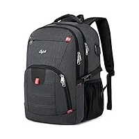 Cafele Rucksack,Wasserdichter Großer 17-Zoll-Laptop-Rucksack für Schulausflüge Büchertasche Computer-Rucksack mit USB-Ladeanschluss,Wasserabweisender robuster Rucksack für Herren Damen,Grau