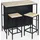 sweeek Stehtisch mit Holzdekor und Metall 2 Regale 2 Hocker  Schwarz