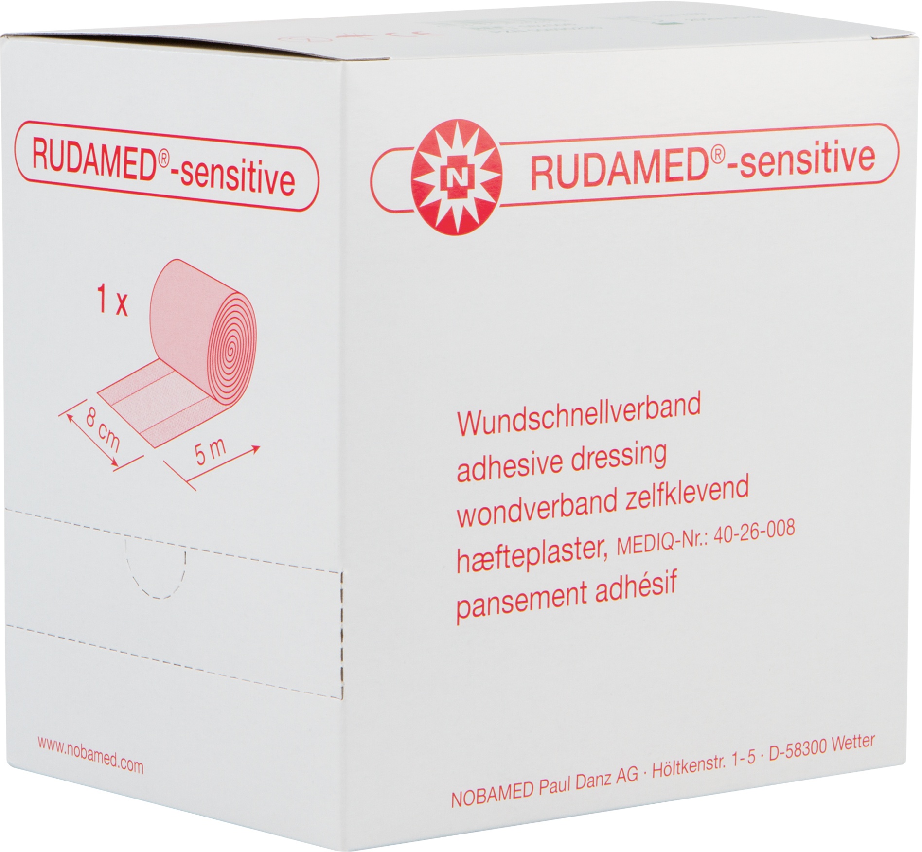 RUDAMED sensitive Wundschnellverband gerollt aus Vliesstoff