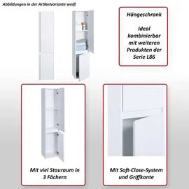 MCW Hängeschrank MCW-L86, Badschrank Highboard Hochschrank, MVG Melamin 2 Türen 3 Fächer 160x33cm ~ schwarz