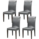 JHLD PU Leder Stuhlhussen, Stretch Stuhlbezug Weiche Wasserdicht Stuhlhusse Beschützer Stuhlhussen Für Kitchen Room Hotel-grau-Satz von 4