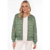 Zwillingsherz Bomberjacke "Be Happy" modisch, Kontrastdetails, regular fit, langärmelig, mit Herzsticker grün L (40)