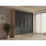 A&J MöbelLand Drehtürenschrank KLARI 200 x 215 x 59,5 cm Silberfarben