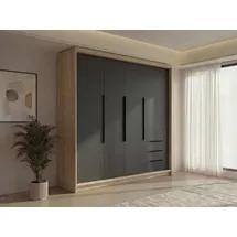 A&J MöbelLand Drehtürenschrank KLARI 200 x 215 x 59,5 cm Silberfarben