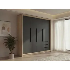A&J MöbelLand Drehtürenschrank KLARI 200 x 215 x 59,5 cm Silberfarben