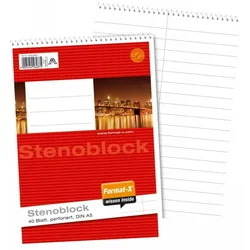 Stenoblock A5 70g/qm 40 Blatt liniert Packung mit 10 Stück
