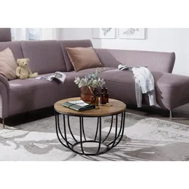 Wohnling Couchtisch rund Braun Sheesham 60 x 60 x 39 cm