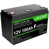 Rutaqian LifePO4 Batterie 12V 100AH 1280W Ausgang für Wohnmobile, Beleuchtung Powerstation schwarz