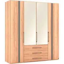 Musterring Drehtürenschrank MUSTERRING "Sorrent, Kleiderschrank, teilmassiv Eiche", braun, B:200cm H:217cm, Schränke, Drehtürenschrank, Türen in Eiche massiv und als Parsol-Bronze-Spiegel, mit Schubkästen