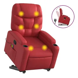 vidaXL Massagesessel mit Aufstehhilfe Rot Kunstleder