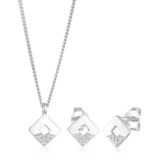 Elli DIAMONDS - Diamanten (0.045 ct) Geo Design 925 Silber Schmuck-Set Damen (149.99 € / )