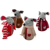 Dio only for you Stoffmaus, Weihnachts-Mäuse 4er Set. Weihnachtsdekoration Winterdeko