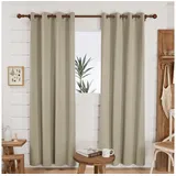 Deconovo Verdunkelungsvorhang mit Ösen für Wohnzimmer Thermogardine Kälteschutz, 220x140 cm(HöhexBreite), Beige, 2er Set