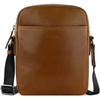 Bugatti Savona Schultertasche aus vegetabilem Büffelleder, Cross-Body-Umhängetasche in cognac