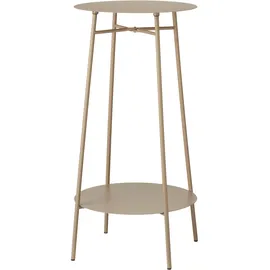 Wellhome Beistelltisch aus Eisen, 2 Ebenen, Taupe, Ø35 x 60 cm