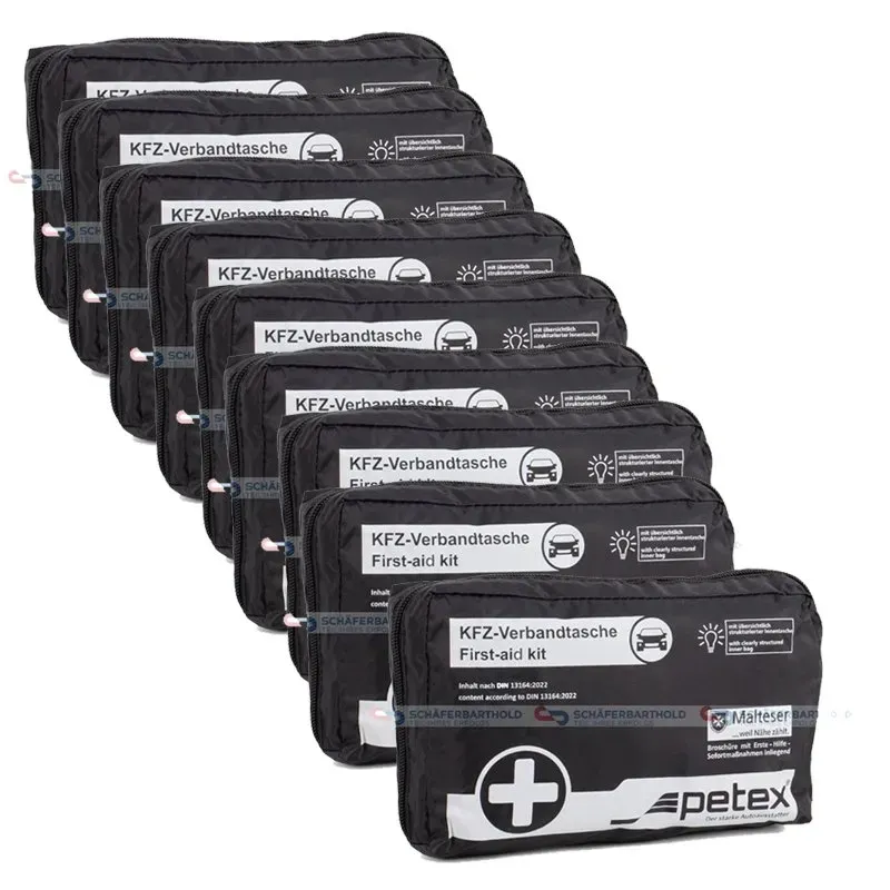 9x Verbandtasche Verbandstasche Erste-Hilfe Verbandskasten PKW DIN13164 SCHWARZ