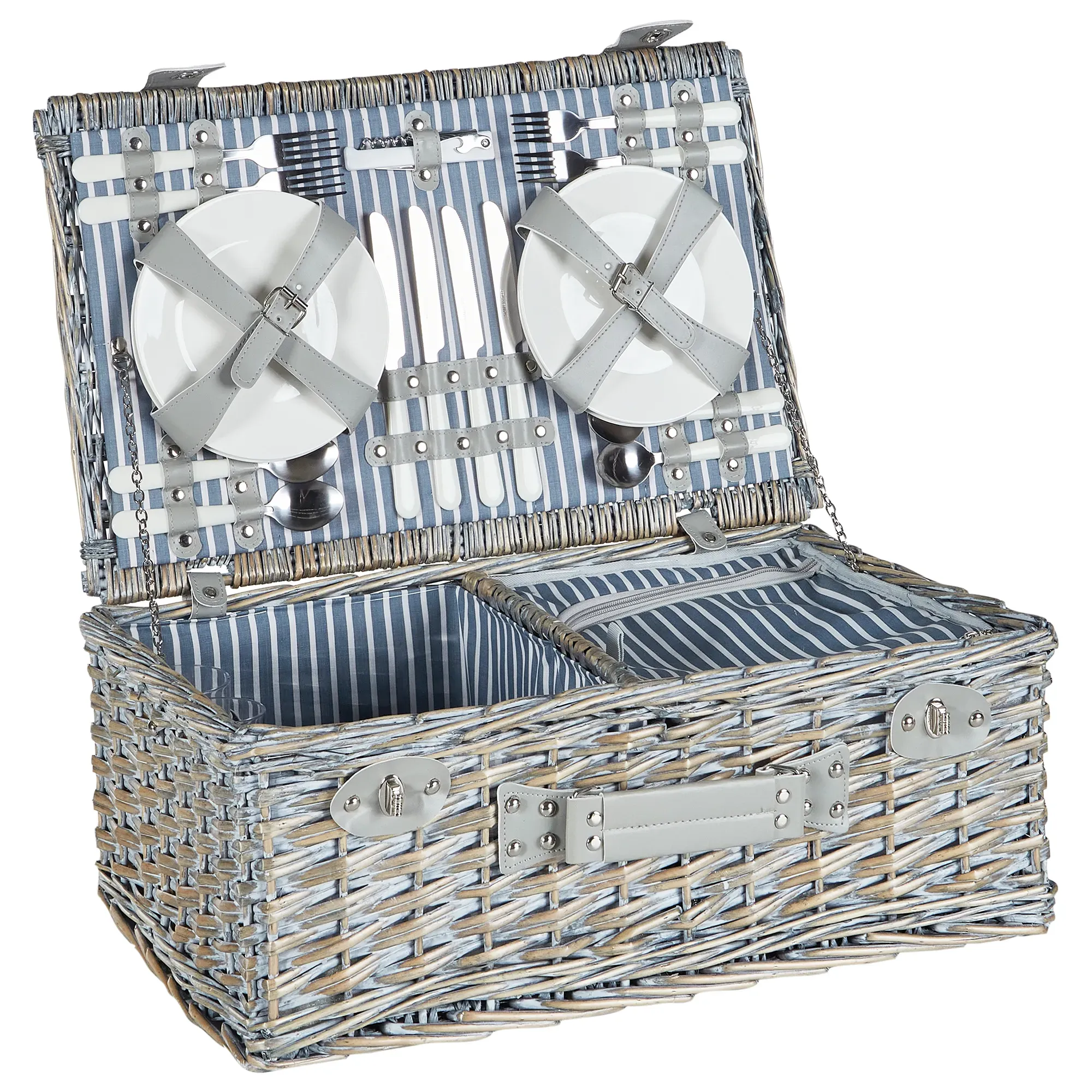Picknickkorb FIGUE Geflecht Grau