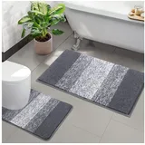 luxuskollektion Badteppich Grau 50 x 80 cm + 50 x 60 cm