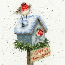 Bothy Threads Kreuzstich-Set Santa Bitte bleibe hier, 26x26cm, multifarbig