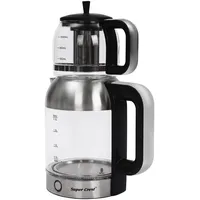 2 in 1 Glas Teekocher Wasserkocher, Doppelter Elektrischer Glas-Wasserkocher, Tragbare Teekanne, Teebereiter, mit Temperaturregelung, für Büros, Hotels, Wohnungen