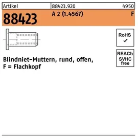 F. REYHER Nchfg. GmbH & Co. KG Blindnietmutter A 2 Flachkopf M 8 / 0,25 - 3,5 100 Stück
