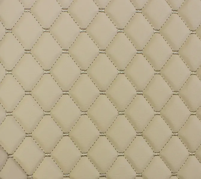 Beige Leder-Fußmatten für MAN TGX, Automatik, große Box, eine Schublade, Öko-Leder, gesteppt, Luxusqualität