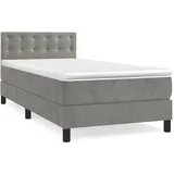 vidaXL Boxspringbett mit Matratze Hellgrau 100x200 cm Samt