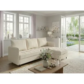 dorel home Ecksofa DOREL HOME "LINDHUS, L-Form, Breite 194cm, verschiedene Stellvarianten, Modulsofa", beige (creme), B:194cm H:80cm T:127cm, 93% Polyester, 7% Nylon, Sofas, Ecksofa, Recamiere, Stauraum, Cord und Chenille-Bezug