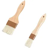 2 Stück Backpinsel, Holz-Küchenpinsel, Outdoor, Grillen, Fettpinsel für Brot, Teig, Grillen, Soßen, Backen, Grillen