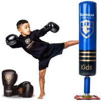 Guerilla Sports Standboxsack „Kids Blue“ - Freistehender Boxsack mit Ständer, inkl. Boxhandschuhe (8oz) - Robuster Punching-Sack für MMA, Boxen, Training - Für Kinder, von 4-13 Jahre
